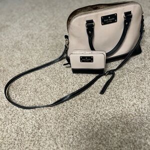 Well Loved Kate Spade Light Pink and Black Satchel with Wallet